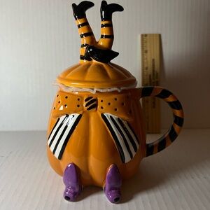 Coffee Mug - Halloween Pumpkin Mug with Witch Legs